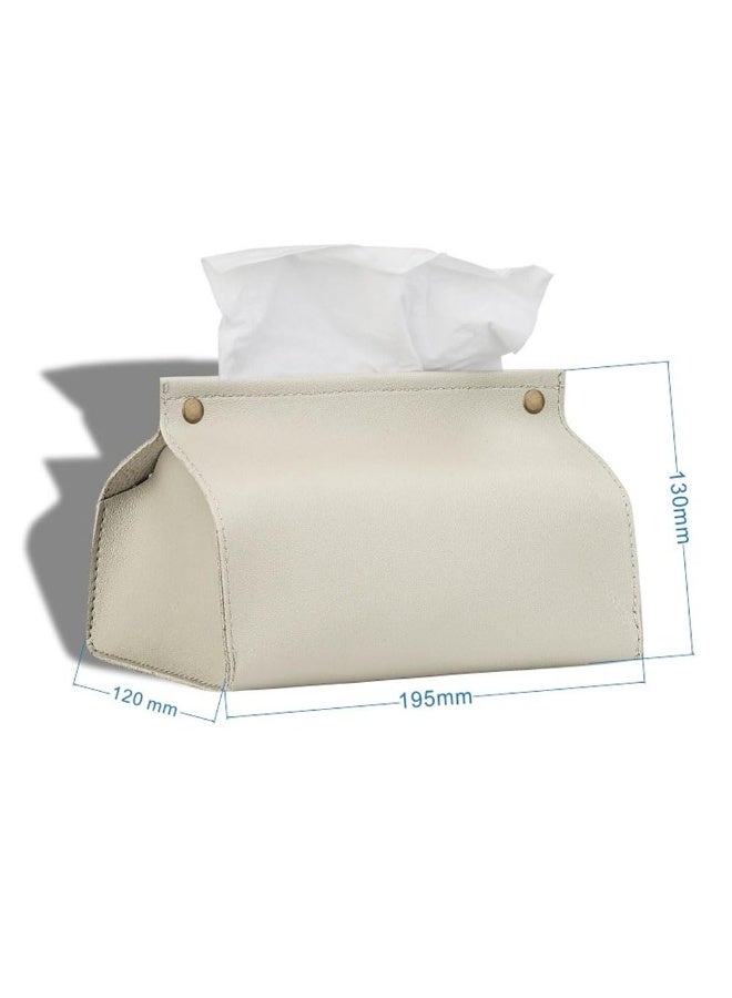 Anmi Tissue Box Tissue Organizer PU Simple Tissue Holder( Beige) 19.5×12×13 cm - Image 2